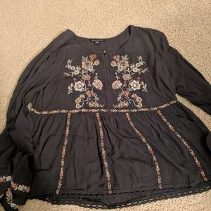 Ae flowly embroidered shirt